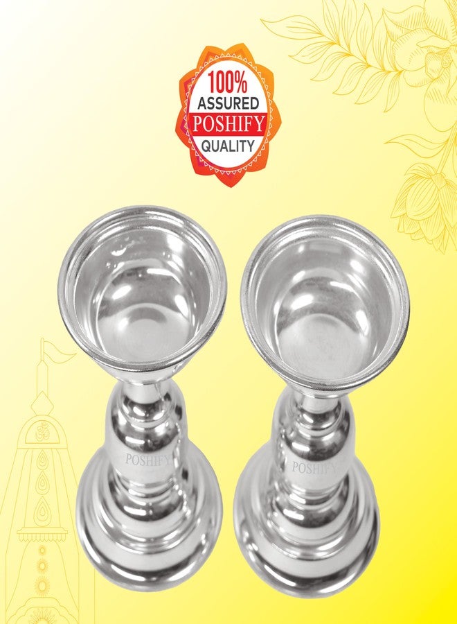 POSHIFY German Silver Big Diya Set of 2,Pooja, Home Decor, Meditation, Silverware, Diwali Decorations, Diwali Gift, Wedding, Pooja Samagri, Room Decor, Luxurious Diya Set_Pack of 2 - Image 5